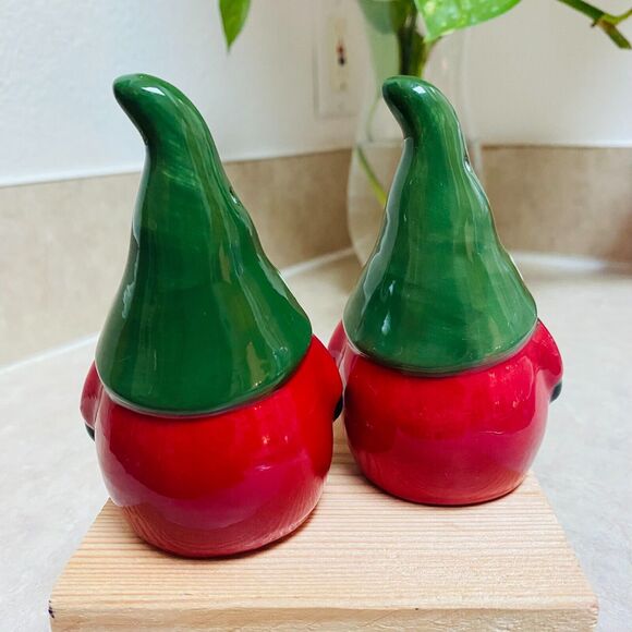 Ceramic Christmas Gnome Salt and Pepper Shakers 4” - Picture 4 of 7